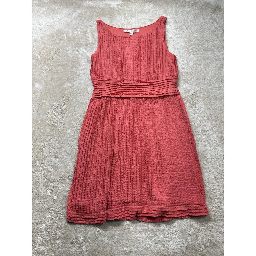 Max Studio Women's Sleeveless Textured Fit & Flare Dress Pink Gathered Waist M